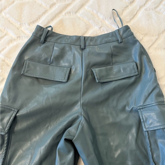 Avec Les Filles Blue/Gray Faux Leather Cargo Joggers - Picture 6 of 12